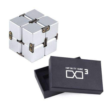 StressMaster | Cubo de Estrés de Una Mano - Juguete Portátil de Cubo Infinito de Metal para Niños y Adultos